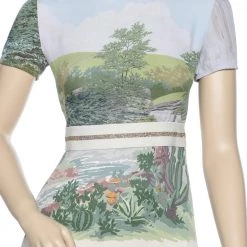 Stella McCartney Multicolor Printed Crepe Lurex Trim Midi Dress S For Women -Stella McCartney Sales luxury women stella mccartney used clothes p596402 007