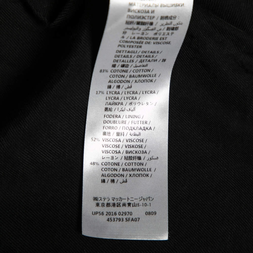 Stella McCartney Navy Blue And Black Cotton Bird Embroidery Bomber XS For Women 10 Stella McCartney Navy Blue And Black Cotton Bird Embroidery Bomber XS For Women - Image 8