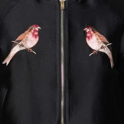 Stella McCartney Navy Blue And Black Cotton Bird Embroidery Bomber XS For Women 14 Stella McCartney Navy Blue And Black Cotton Bird Embroidery Bomber XS For Women -Stella McCartney Sales luxury women stella mccartney used clothes p597848 008