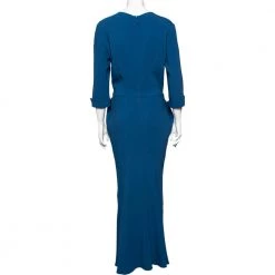 Stella McCartney Blue Stretch Cady Gathered Waist Maxi Dress M For Women -Stella McCartney Sales luxury women stella mccartney used clothes p598118 008