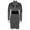 Stella McCartney Grey Houndstooth Patterned Wool & Lace Inset Dress M For Women