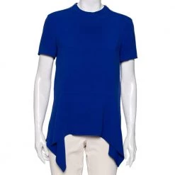 Stella McCartney Blue Crepe Zip Detail Top M For Women