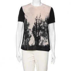 Stella McCartney Pink/Black Crepe Tree Printed Top M For Women
