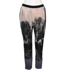Stella McCartney Pink And Black Crepe Tree Printed Trouser M For Women
