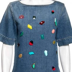 Stella McCartney Blue Denim Crystal Embellished Top M For Women 12 Stella McCartney Blue Denim Crystal Embellished Top M For Women -Stella McCartney Sales luxury women stella mccartney used clothes p605747 008