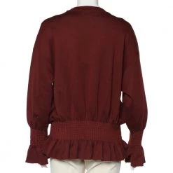 Stella McCartney Burgundy Cotton Knit Smocked Detail Sweatshirt M For Women -Stella McCartney Sales luxury women stella mccartney used clothes p605954 002