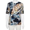 Stella McCartney Navy Blue Stretch Crepe Cat Print Blouse S For Women -Stella McCartney Sales luxury women stella mccartney used clothes p606178 001