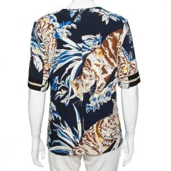 Stella McCartney Navy Blue Stretch Crepe Cat Print Blouse S For Women -Stella McCartney Sales luxury women stella mccartney used clothes p606178 003
