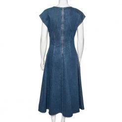 Stella McCartney Blue Denim V-Neck Midi Dress M For Women -Stella McCartney Sales luxury women stella mccartney used clothes p606391 004