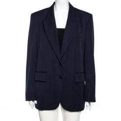 Stella McCartney Navy Blue Wool Single Breasted Blazer L For Women