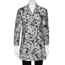 Stella McCartney Monochrome Floral Jacquard Button Front Jacket S For Women