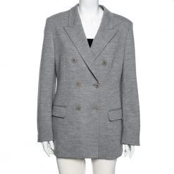 Stella McCartney Grey Wool Double Breasted Blazer M For Women