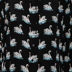 Stella McCartney Black Swan Printed Silk Button Front Shirt L For Women -Stella McCartney Sales luxury women stella mccartney used clothes p614090 002
