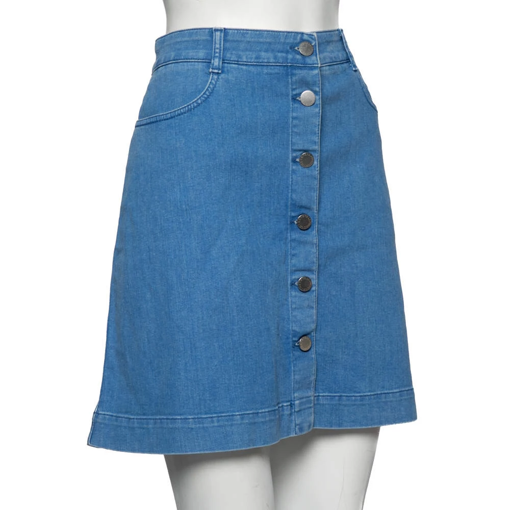 Stella McCartney Blue Denim Button Front Short Skirt M For Women 4 Stella McCartney Blue Denim Button Front Short Skirt M For Women - Image 2