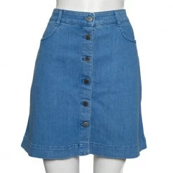 Stella McCartney Blue Denim Button Front Short Skirt M For Women
