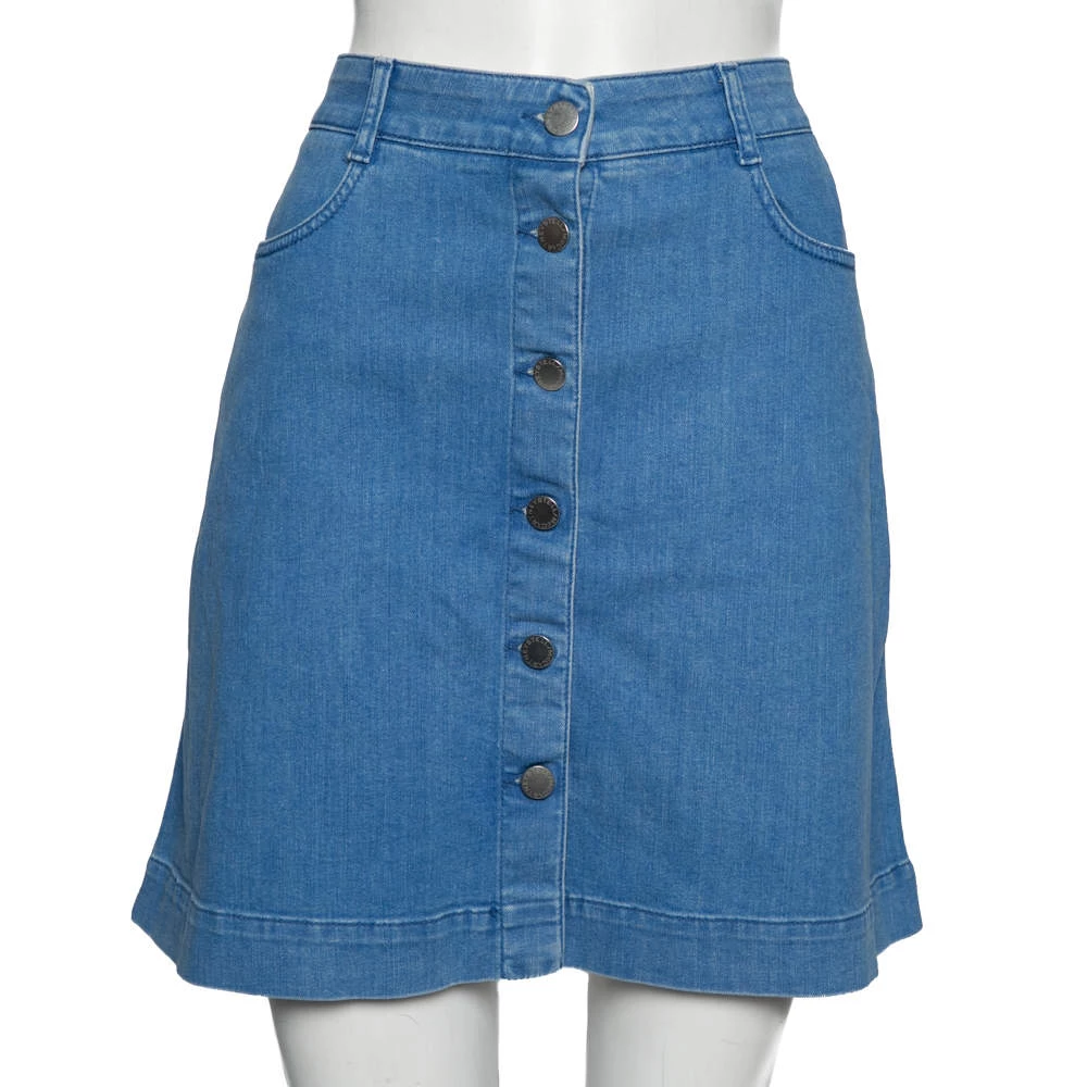 Stella McCartney Blue Denim Button Front Short Skirt M For Women 3 Stella McCartney Blue Denim Button Front Short Skirt M For Women