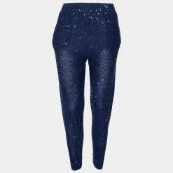 Stella McCartney Blue Sequin Embellished Knit Pants M For Women