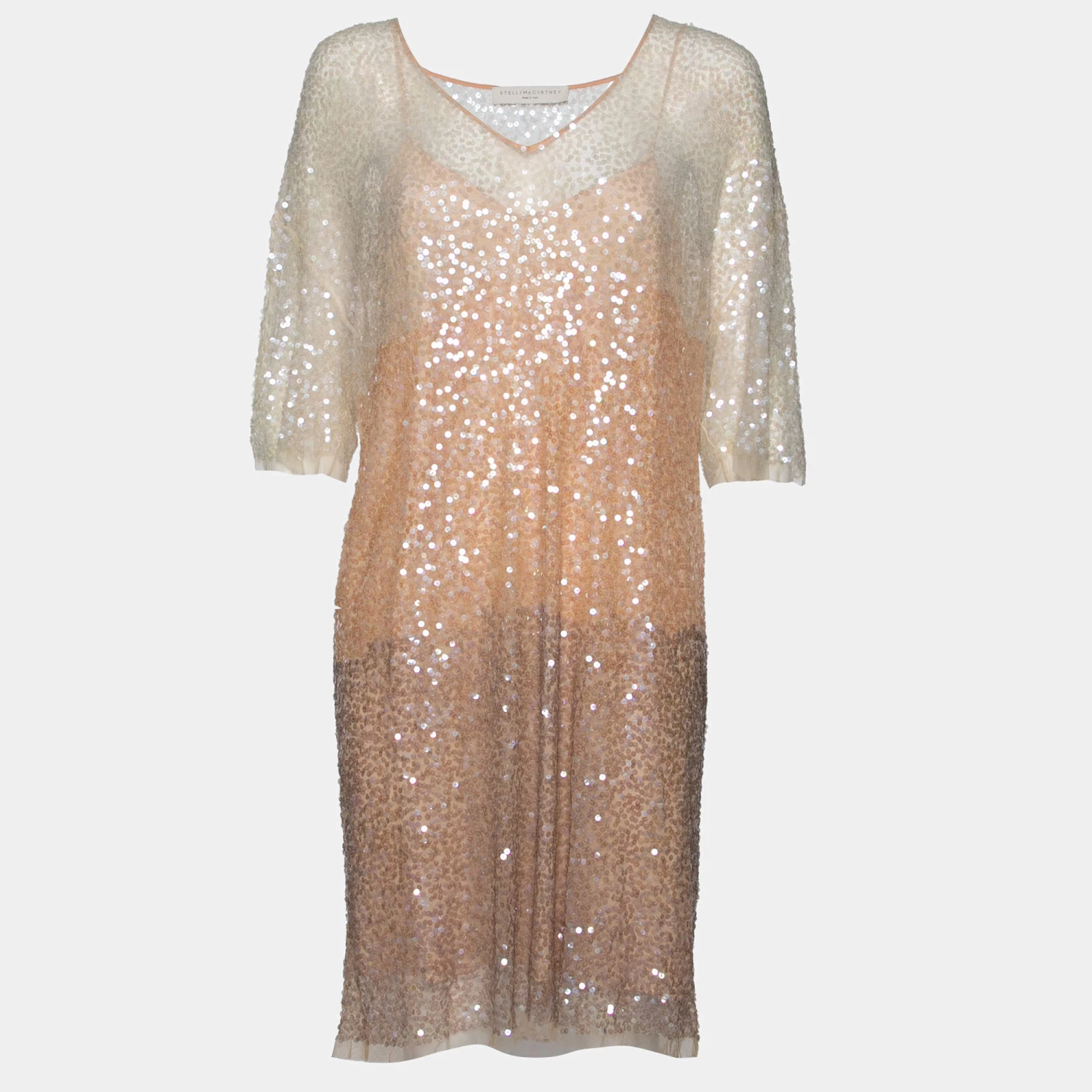 Stella McCartney Beige Ombre Sequin Embellished Tulle Short Dress M For Women 3 Stella McCartney Beige Ombre Sequin Embellished Tulle Short Dress M For Women