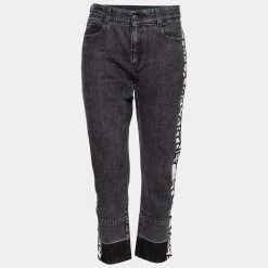 Stella McCartney Grey Denim Side Panel Logo Pants M For Women