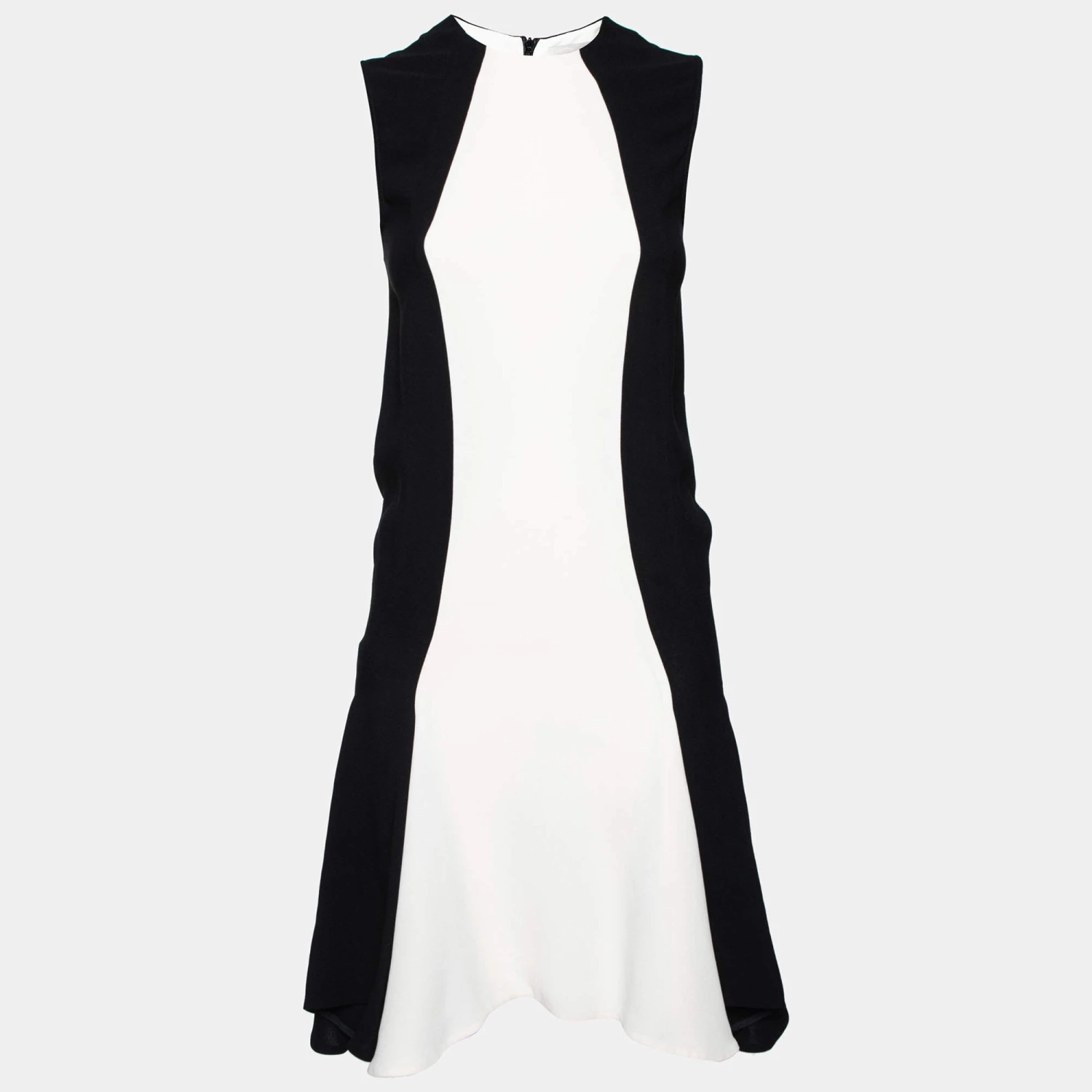 Stella McCartney Black And White Crepe Sleeveless Flared Hem Dress XS For Women 3 Stella McCartney Black And White Crepe Sleeveless Flared Hem Dress XS For Women