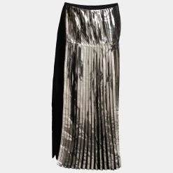 Stella McCartney Black And Gold Crepe Pleated Carmen Skirts M For Women