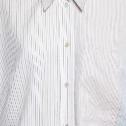 Stella McCartney White Striped Cotton Contrast Rib Knit Trim Shirt M For Women -Stella McCartney Sales luxury women stella mccartney used clothes p645585 002