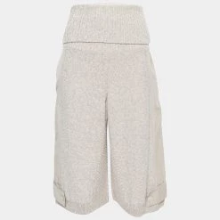 Stella McCartney Beige Knit & Linen Paneled High Waisted Culottes XS For Women