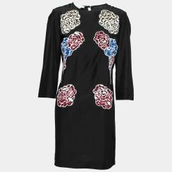 Stella McCartney Black Silk Embroidered Mini Dress S For Women