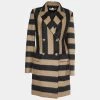 Stella McCartney Brown & Black Striped Wool Double Breasted Coat S For Women -Stella McCartney Sales luxury women stella mccartney used clothes p653922 003