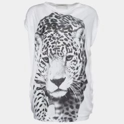Stella McCartney White Cotton Leopard Print Top S For Women