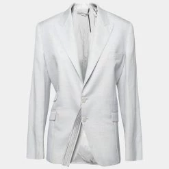 Stella McCartney Light Blue Linen Single Breasted Blazer S For Women