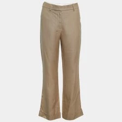 Stella McCartney Beige Cuffed Hem Trousers M For Women