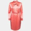 Stella McCartney Coral Pink Silk Satin Bow Detail Pleated Dress M For Women -Stella McCartney Sales luxury women stella mccartney used clothes p667100 001