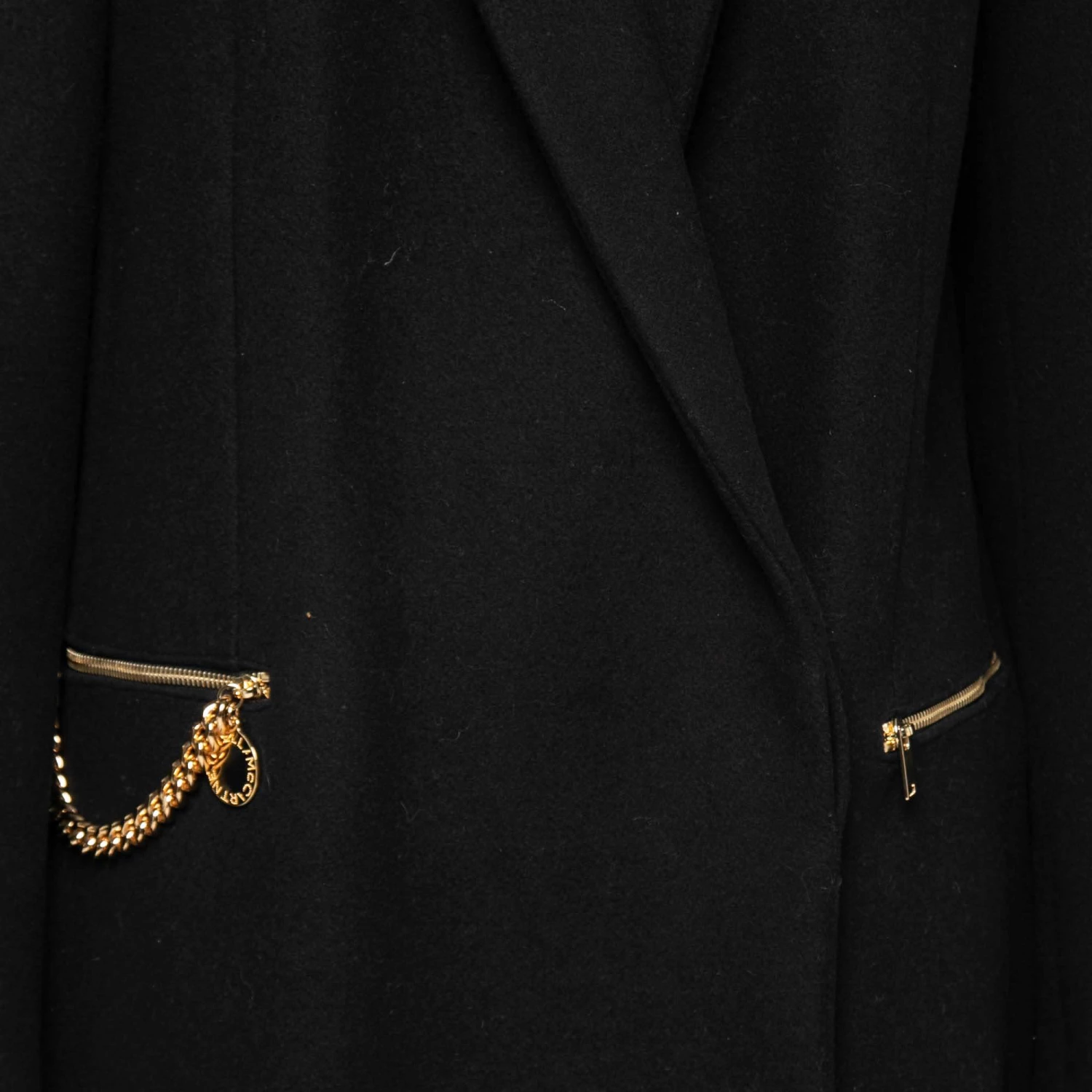 Stella McCartney Black Wool Chain Embellished Coat L For Women 5 Stella McCartney Black Wool Chain Embellished Coat L For Women - Image 3