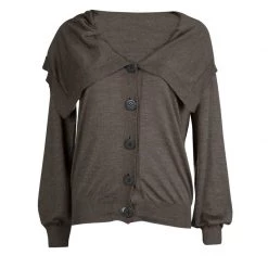 Stella Mccartney Brown Cashmere Draped Collar Buttondown Cardigan M For Women