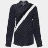 Stella McCartney Navy Blue Striped Monogram Print Silk Odette Shirt M For Women -Stella McCartney Sales luxury women stella mccartney used clothes p686439 006