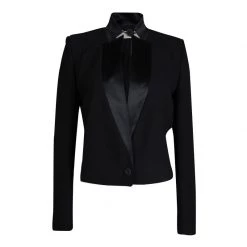 Stella McCartney Black Satin Lapel Detail Blazer M For Women