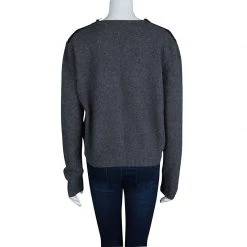 Stella McCartney Grey Wool Zip Detail Crew Neck Sweater M For Women -Stella McCartney Sales luxury women stella mccartney used clothes p68912 0003