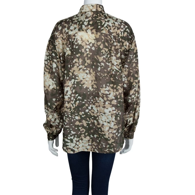 Stella McCartney Camouflage Print Button Down Silk Shirt M For Women 5 Stella McCartney Camouflage Print Button Down Silk Shirt M For Women - Image 3