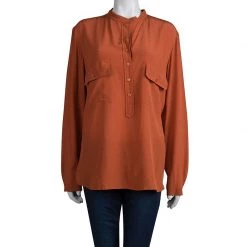 Stella McCartney Brick Orange Long Sleeve Silk Blouse L For Women -Stella McCartney Sales luxury women stella mccartney used clothes p79509 002