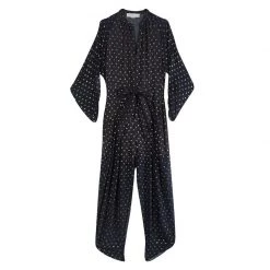Stella McCartney Navy Blue Metallic Clip Dot Long Sleeve Jumpsuit M For Women