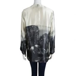 Stella McCartney Grey Printed Silk Long Sleeve Top L For Women -Stella McCartney Sales luxury women stella mccartney used clothes p85323 003