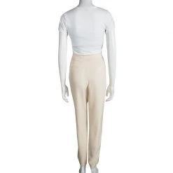 Stella McCartney Beige Satin Side Panel Detail Tailored Trousers M For Women -Stella McCartney Sales luxury women stella mccartney used clothes p93423 0003