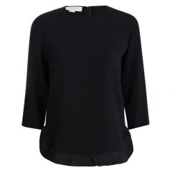 Stella McCartney Black Ruffle Bottom Long Sleeve Top S For Women