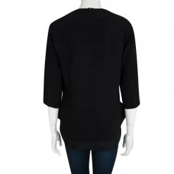 Stella McCartney Black Ruffle Bottom Long Sleeve Top S For Women -Stella McCartney Sales luxury women stella mccartney used clothes p96942 003