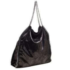 Stella McCartney Black Iridescent Faux Leather Large Falabella Tote For Women -Stella McCartney Sales luxury women stella mccartney used handbags p103021 003