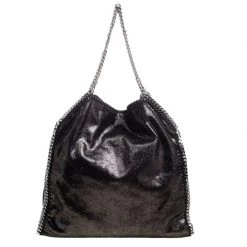 Stella McCartney Black Iridescent Faux Leather Large Falabella Tote For Women -Stella McCartney Sales luxury women stella mccartney used handbags p103021 004