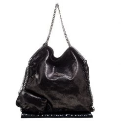 Stella McCartney Black Iridescent Faux Leather Large Falabella Tote For Women -Stella McCartney Sales luxury women stella mccartney used handbags p103021 009