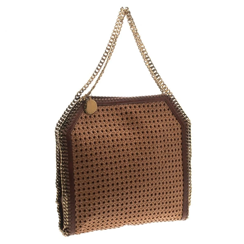 Stella McCartney Brown Wicker Faux Leather Small Falabella Bag For Women 5 Stella McCartney Brown Wicker Faux Leather Small Falabella Bag For Women - Image 3