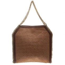 Stella McCartney Brown Wicker Faux Leather Small Falabella Bag For Women 16 Stella McCartney Brown Wicker Faux Leather Small Falabella Bag For Women -Stella McCartney Sales luxury women stella mccartney used handbags p106924 004